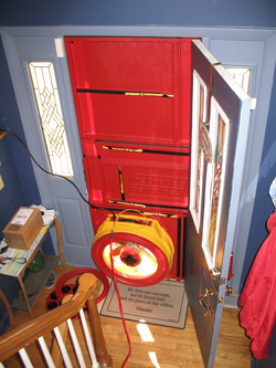 Blower door test for Bentonville homes